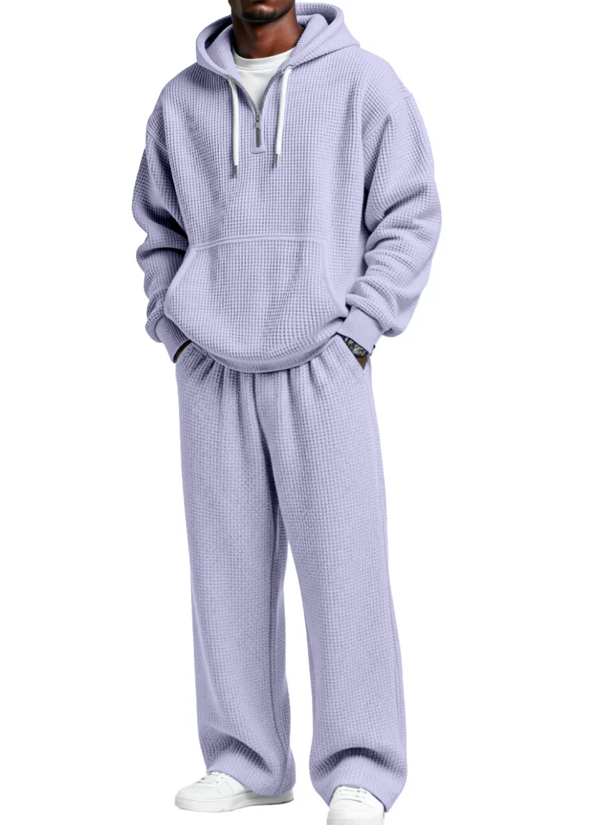 Textured Knit Hooded Zip Set