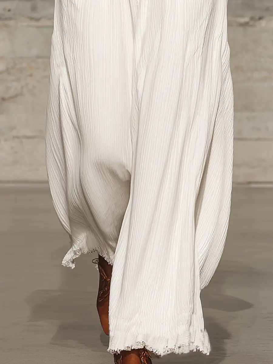 Elastic-Waist Wide-Leg Casual Pants