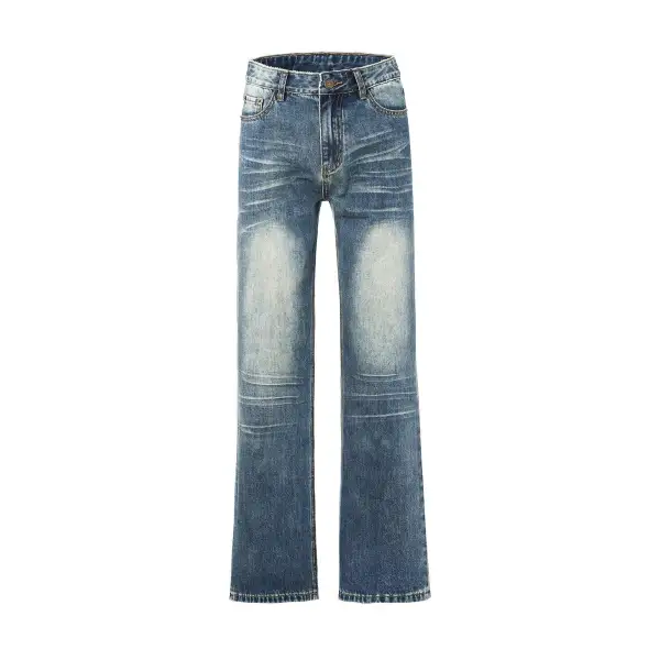 Relaxed Bootcut Whiskered Denim Jeans