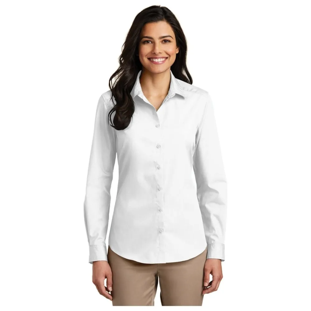 Women's Long-Sleeve Lightweight Cotton-Blend Poplin Shirt