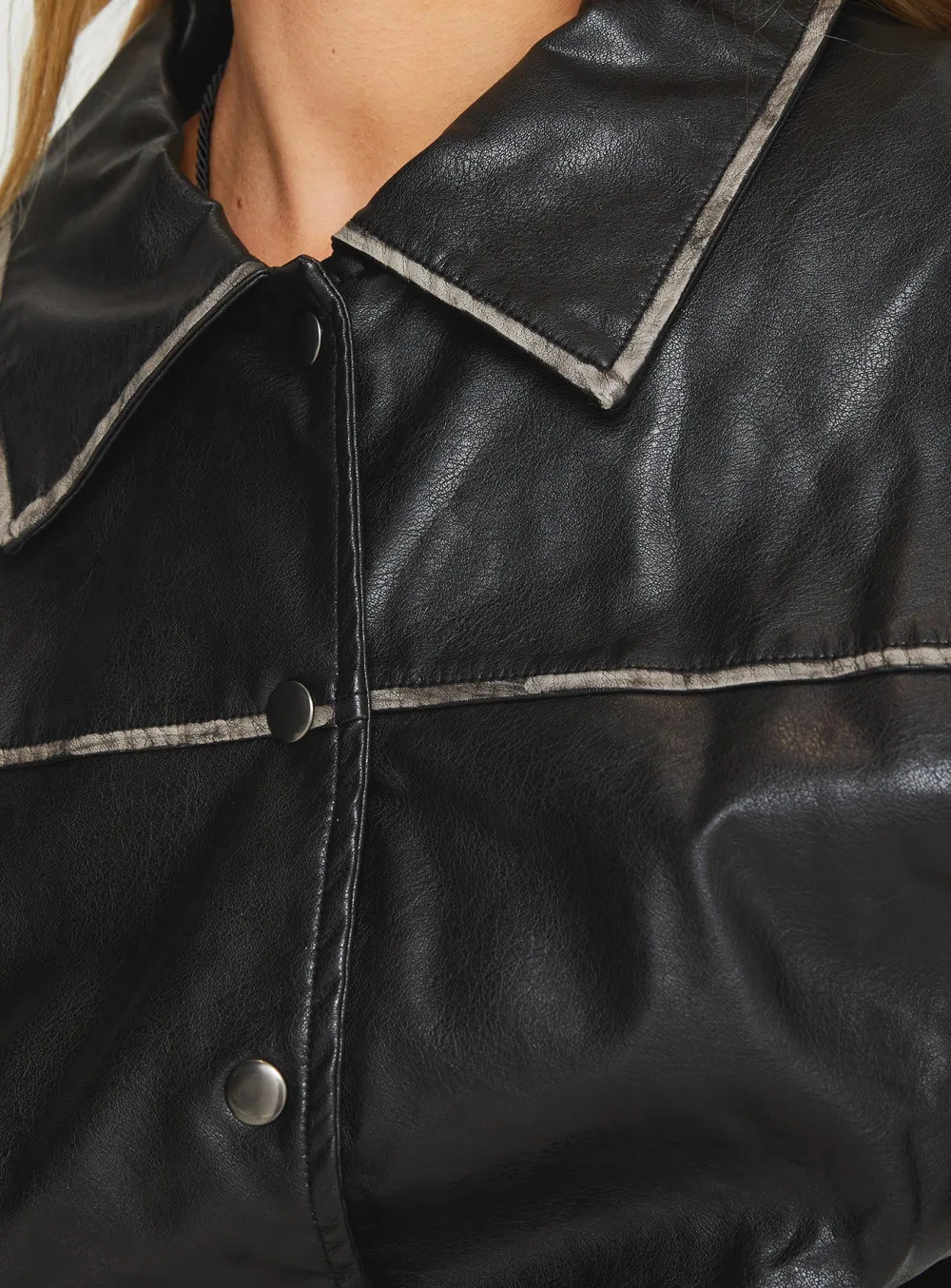 Varsity Style Faux Leather Jacket