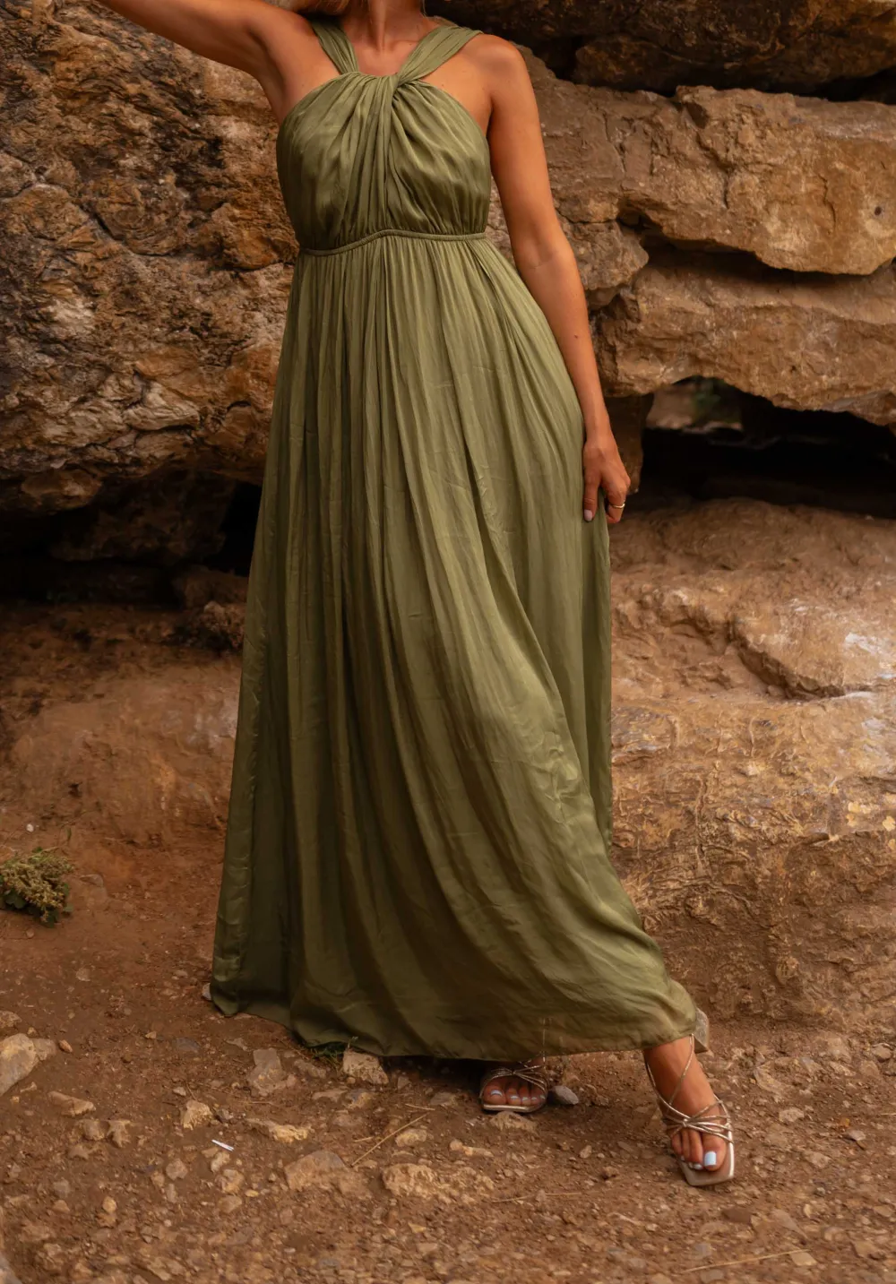 Silky Finish Flowing Maxi Dress