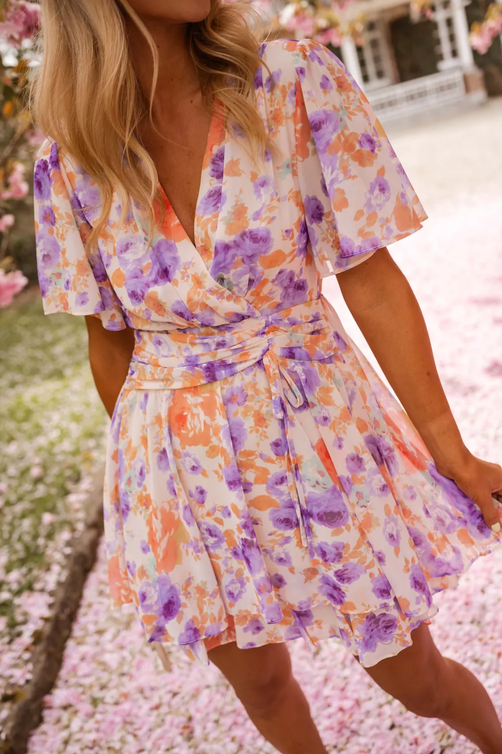 Floral Wrap Front Mini Dress