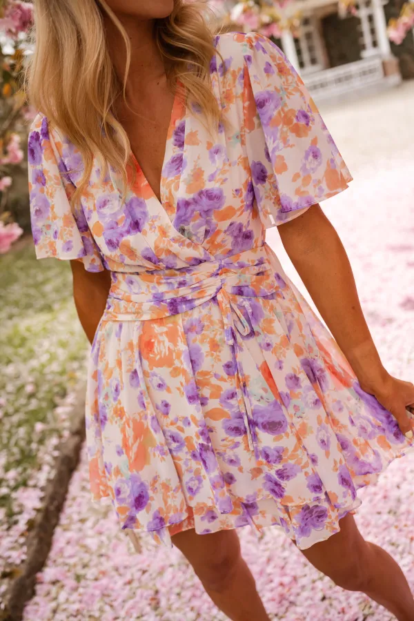Floral Wrap Front Mini Dress