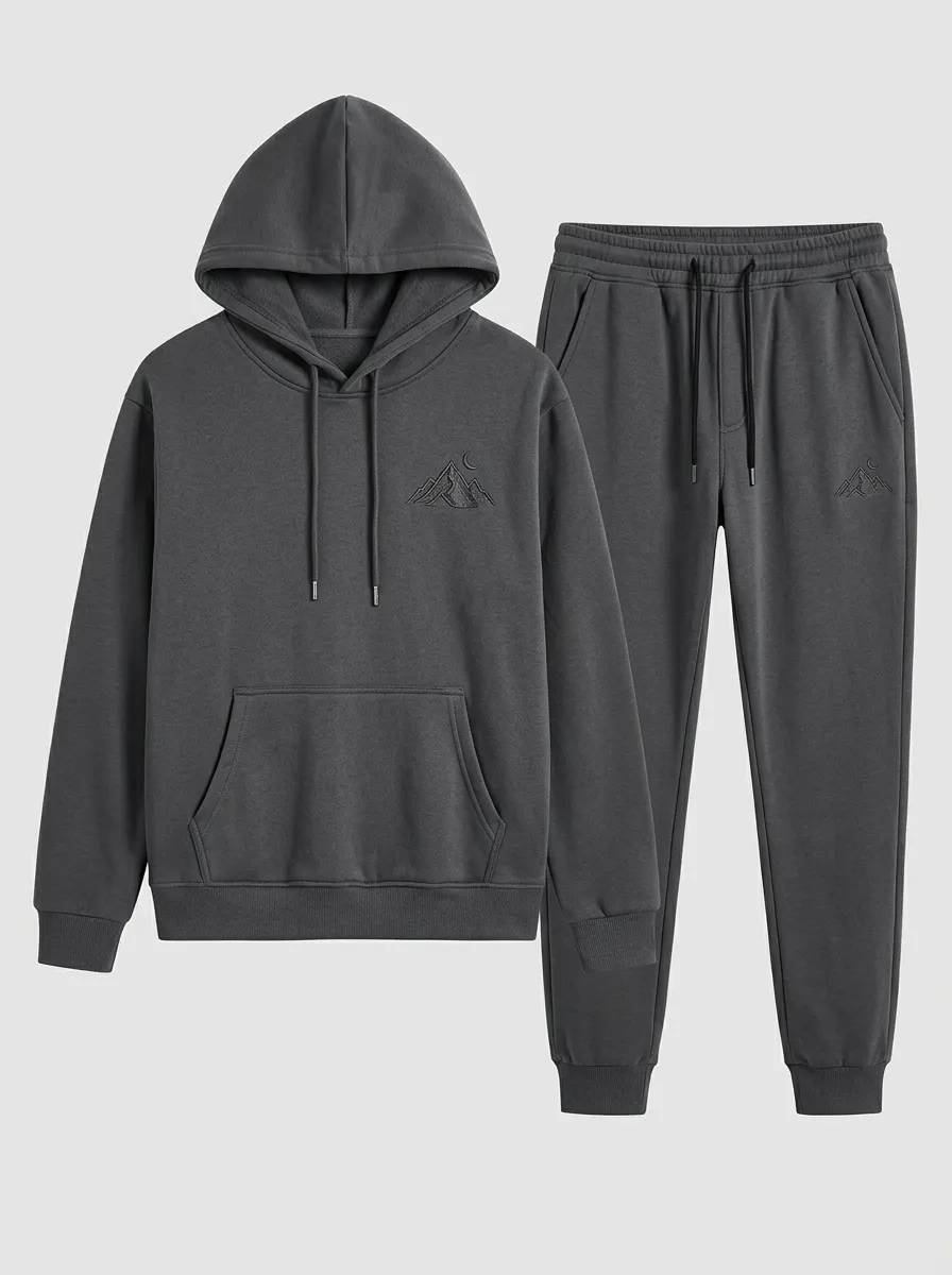 Men's Moon Mountain Graphic Hoodie & Tapered Jogger Set