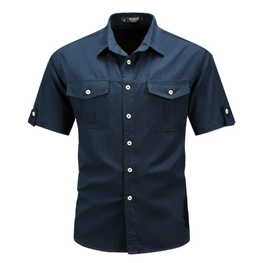 Men'slim Fit Cargo Shirt Outdoor Utility Shirt