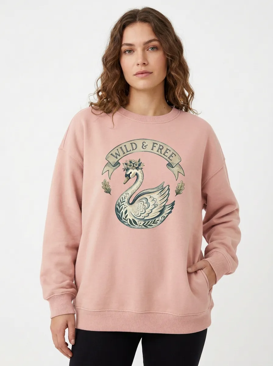 Women's Wild & Free Floral Swan Graphic Sweatshirt