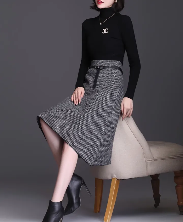 Asymmetrical A Line High Waist Midi Skirt