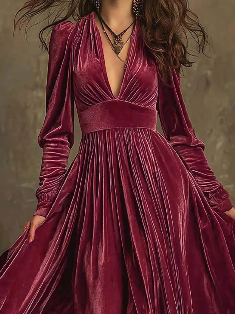 Textured Detail Ruffle Long Sleeve Dress