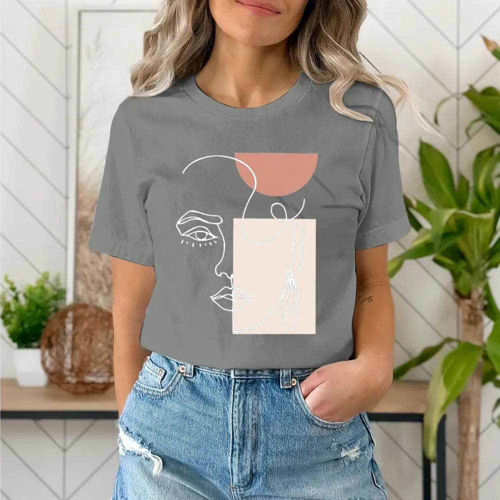 Abstract Woman Face Line Art T-Shirts