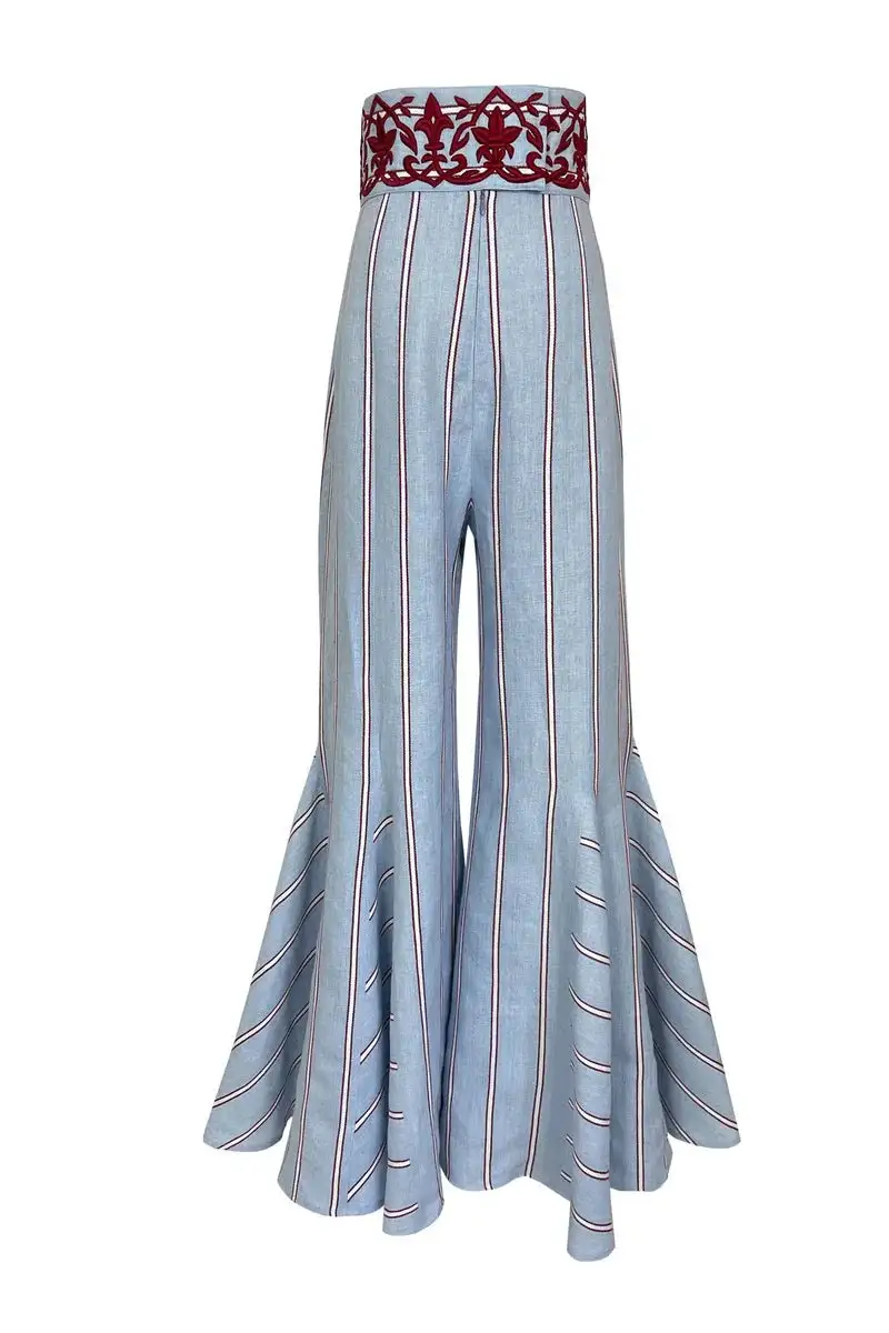 Wide-Leg Striped Pants
