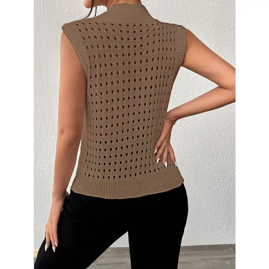 Hollow Out Round Neck Knit Tank