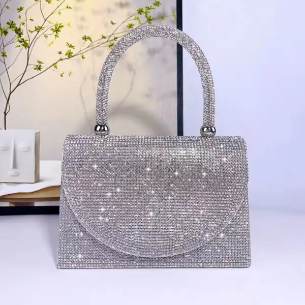Faux Leather Rhinestone Clutch Bag