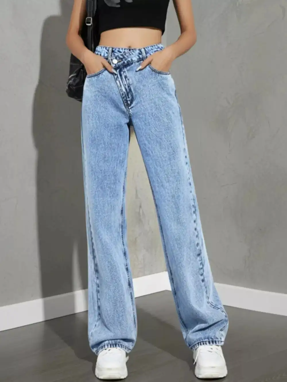 Front-Closure High-Waist High-Rise Denim Jeans