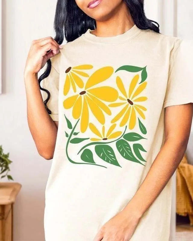 Boho Sunflower Aesthetic Floral T-Shirt
