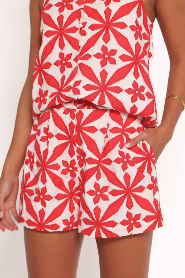 Floral Print High Waist Pocket Casual Shorts
