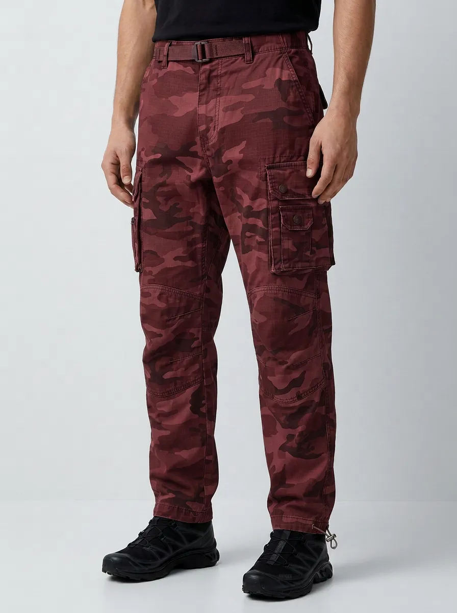 Men's Tactical Outdoor Grey Camouflage Printed Cargo Pants