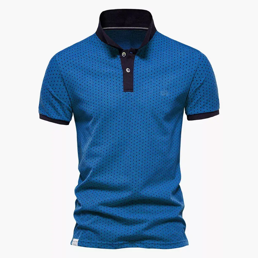 Polka Dot Polo Collar Short Sleeve Polo Shirt