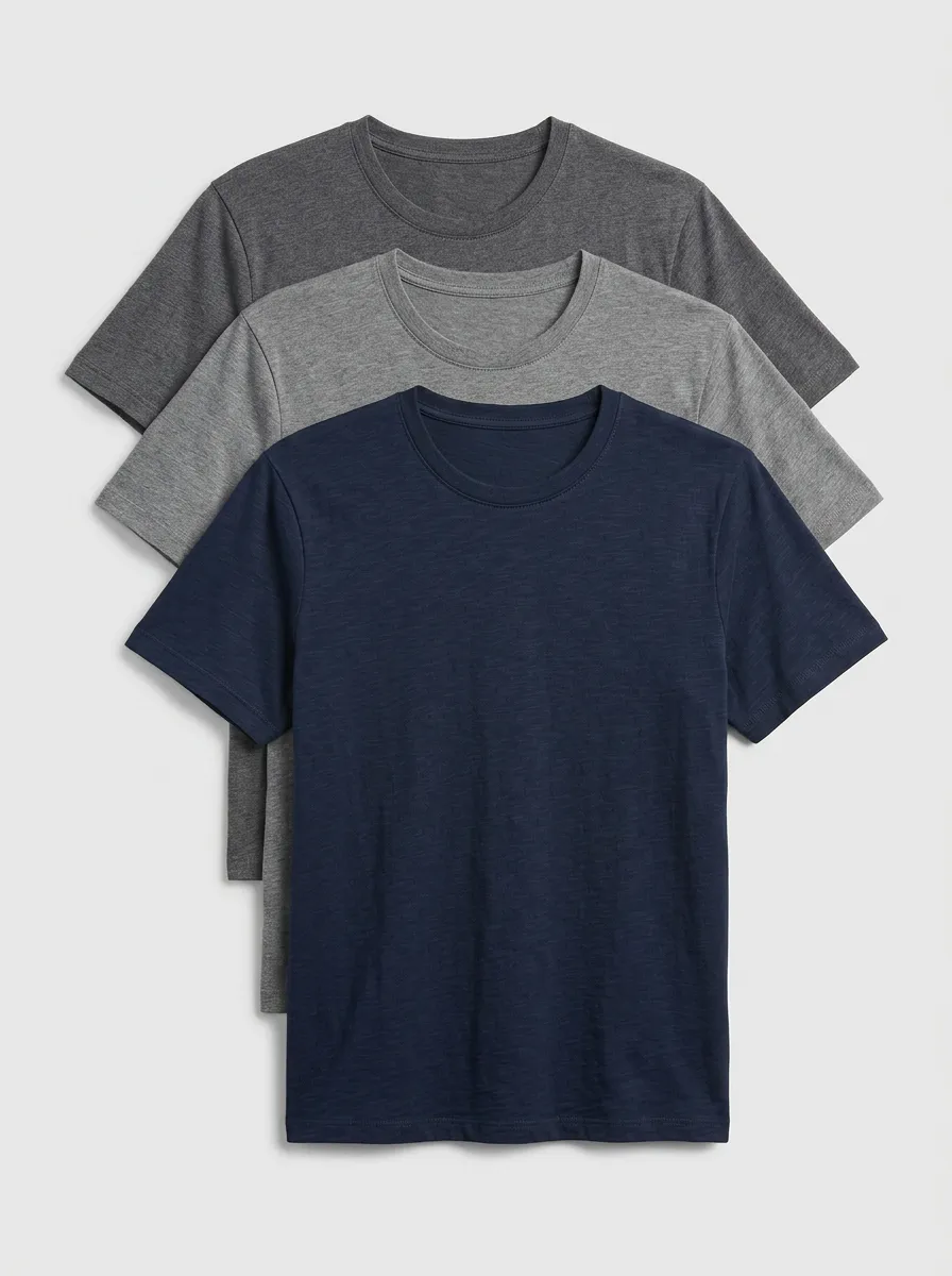 Casual Men's Three-Pack Crew Neck T-Shirts