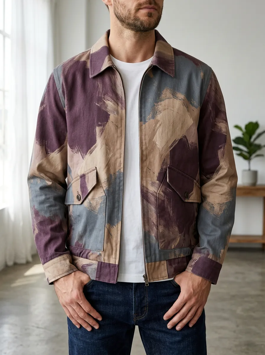 Men's Abstract Brushstroke Rugged Studio Jacket