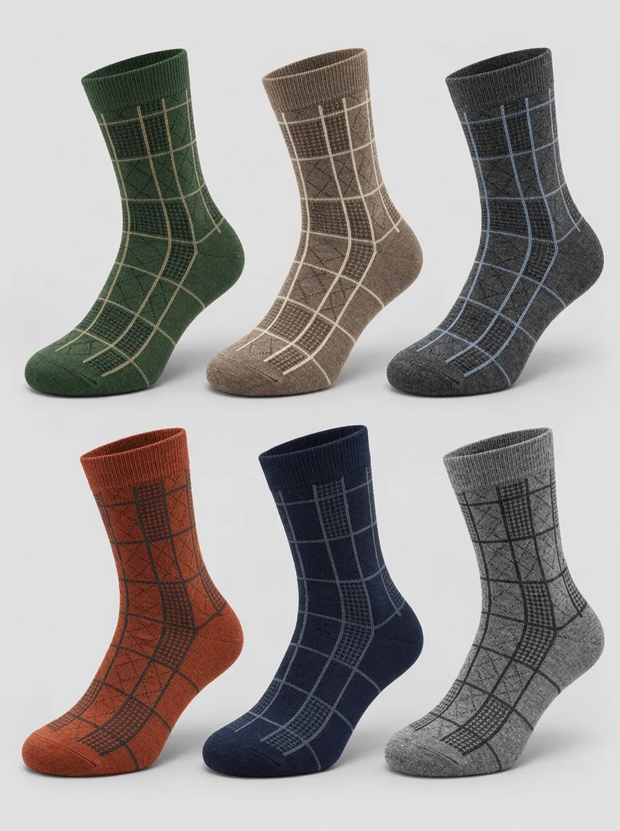 Men's Vintage Plaid Crew Socks Multi-Pack