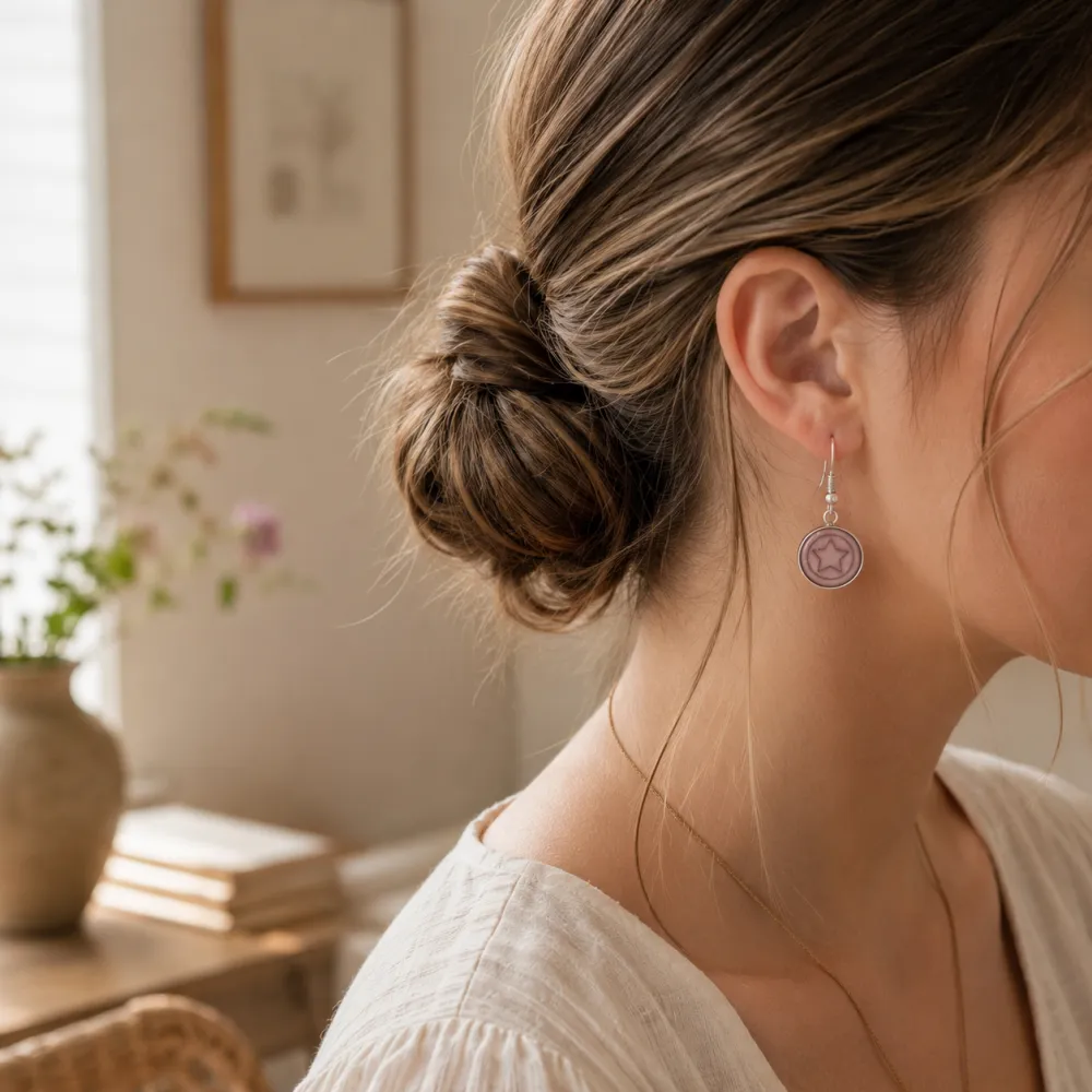 Earrings Featuring Stainless Steel Cabochon