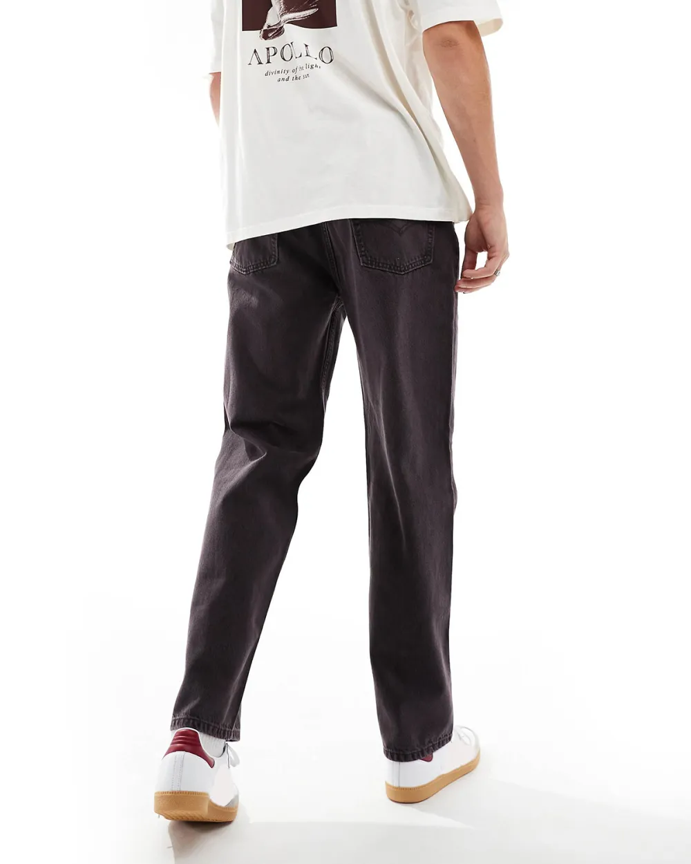 Loose Straight Fit Jeans In Washed Purple