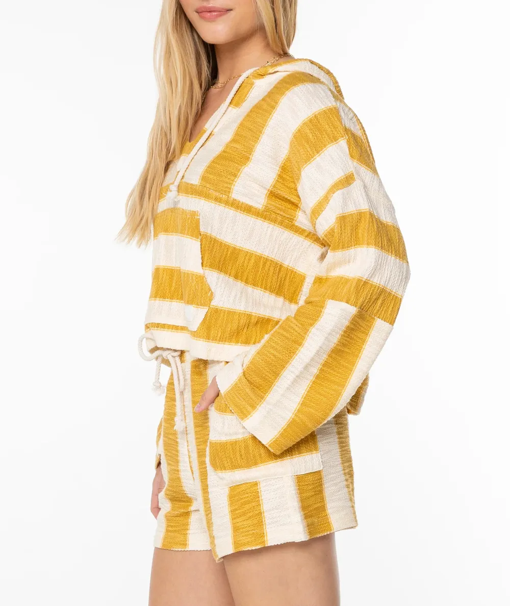 White Striped Oversized Crewneck Sweatshirt