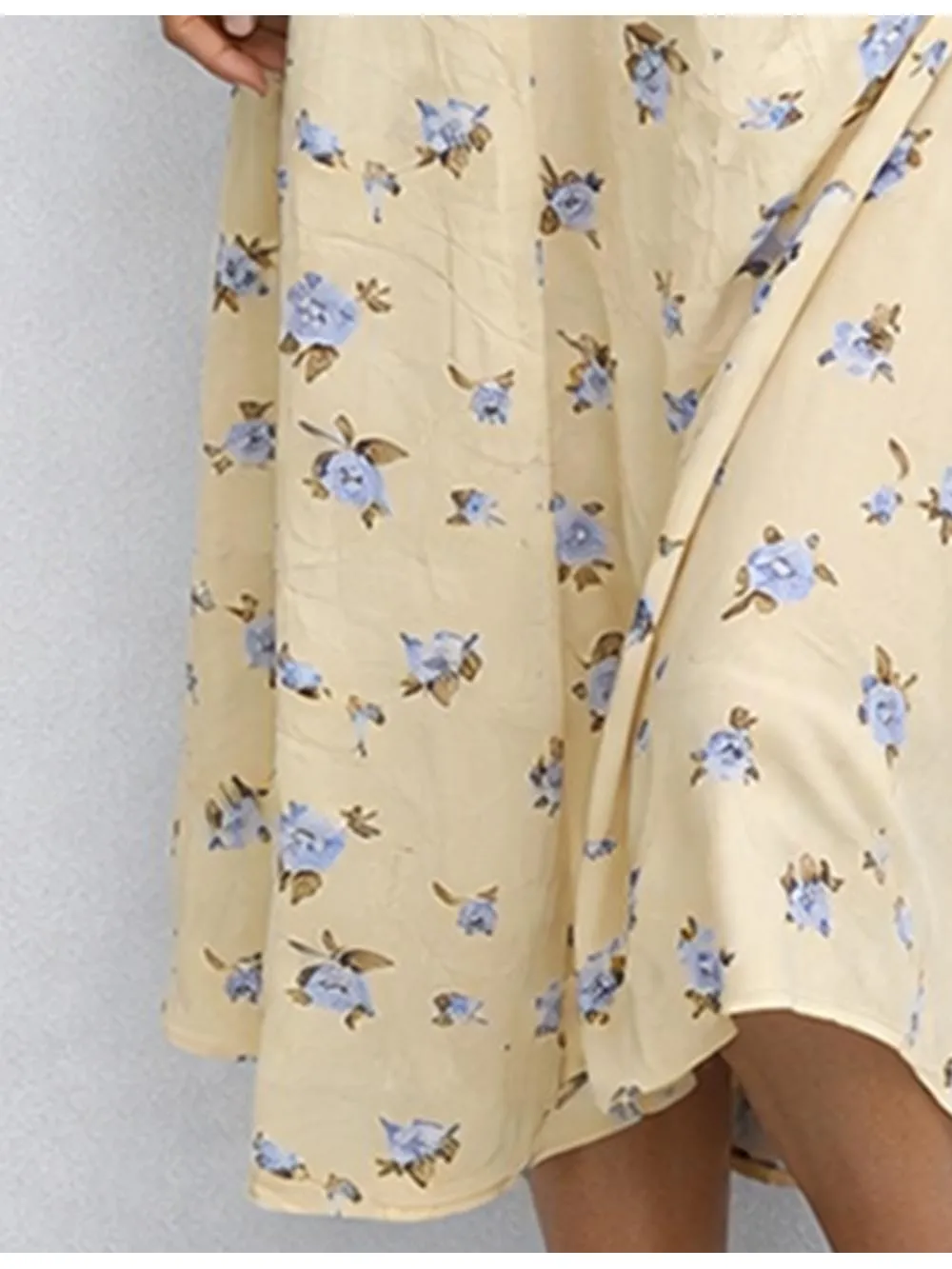 Square Neck Puff Sleeves Boho Midi Dress