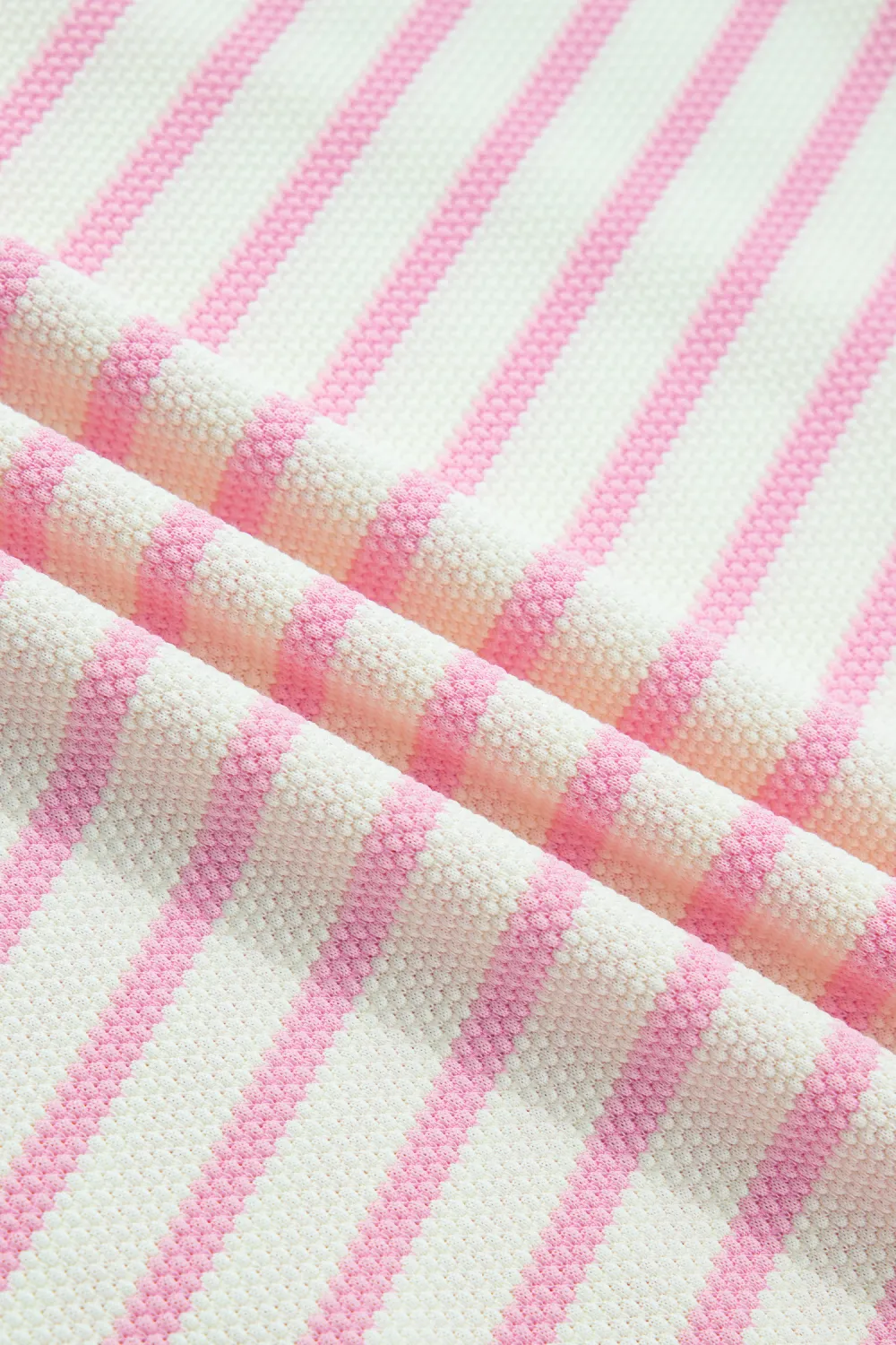 Pink Stripe Ruffled Short Sleeve Blouse