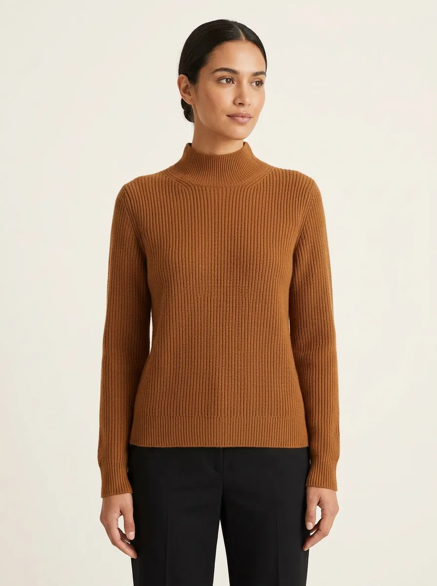 Women's Regular-Fit Ribbed Mock Neck Sweater