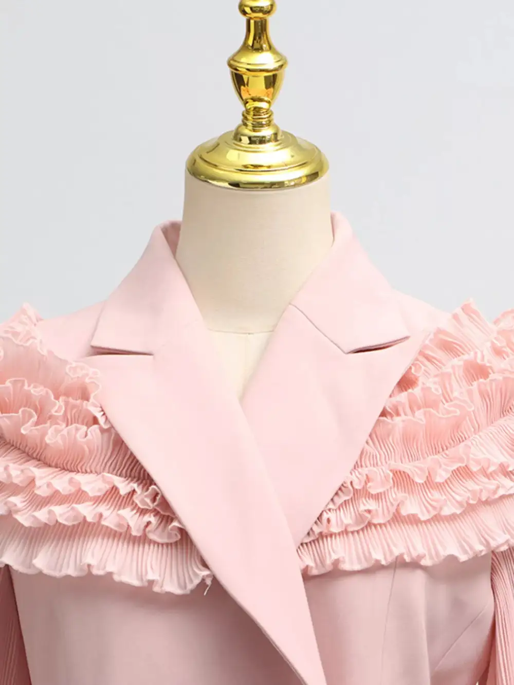 Frill Lapel Collar Top and Pleated Skirt Set