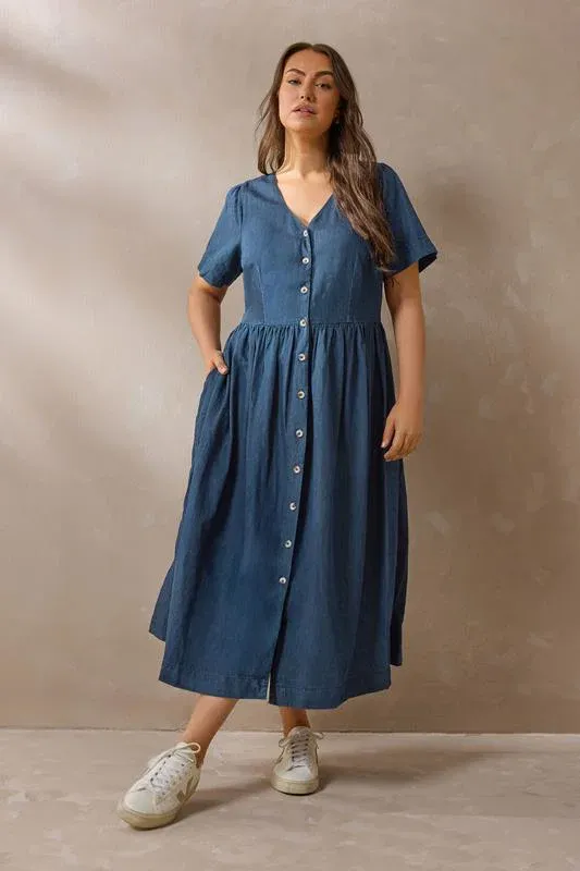 Indigo Blue Cotton Denim Dress