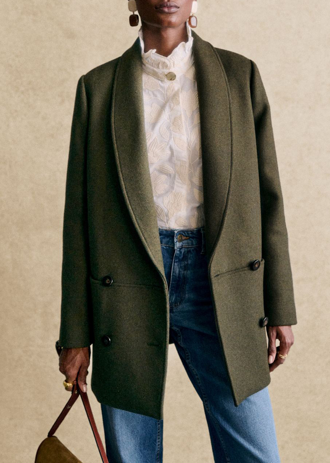 Cropped Shawl Collar Coat