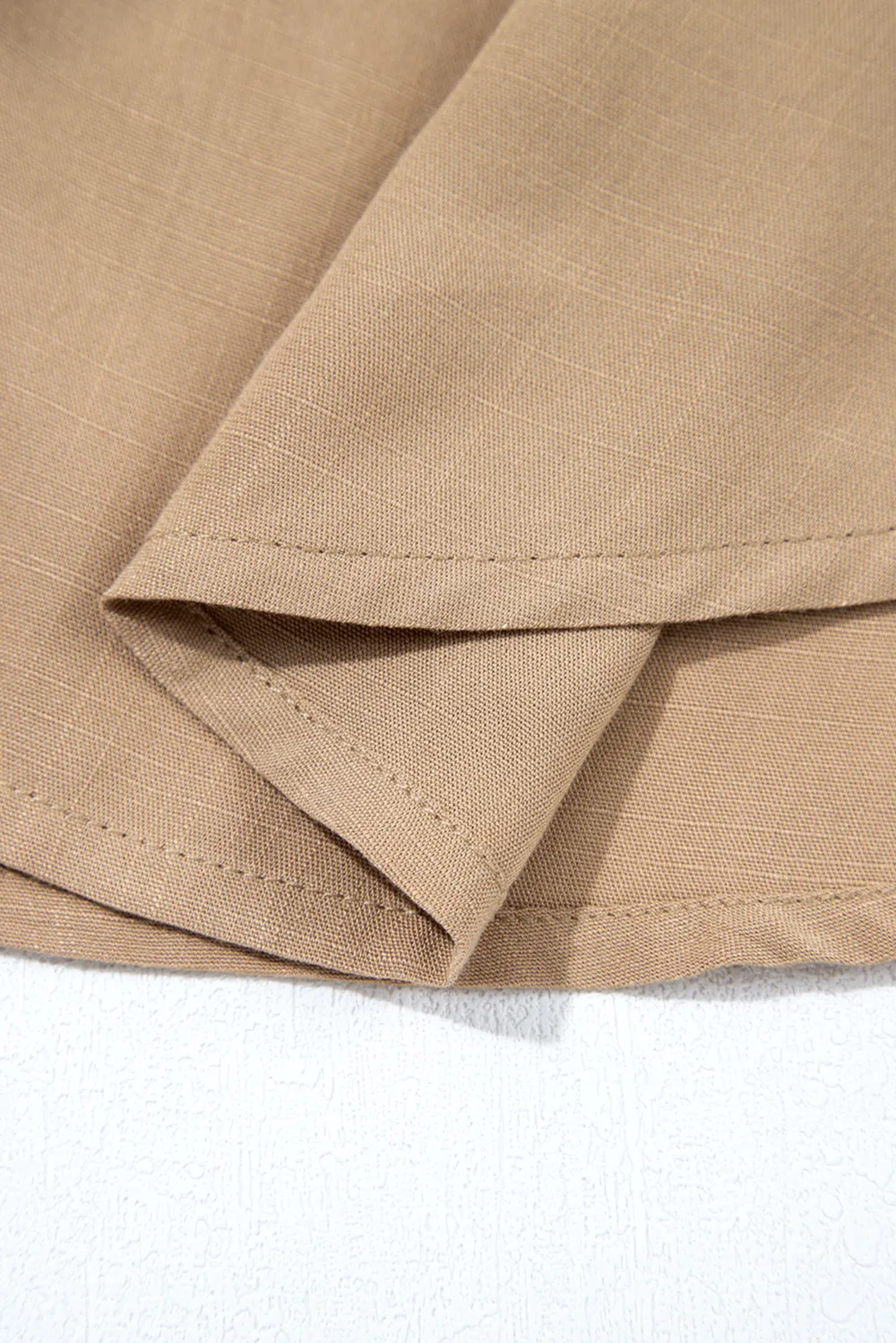 Light Beige Waffle Patchwork Button Shirt