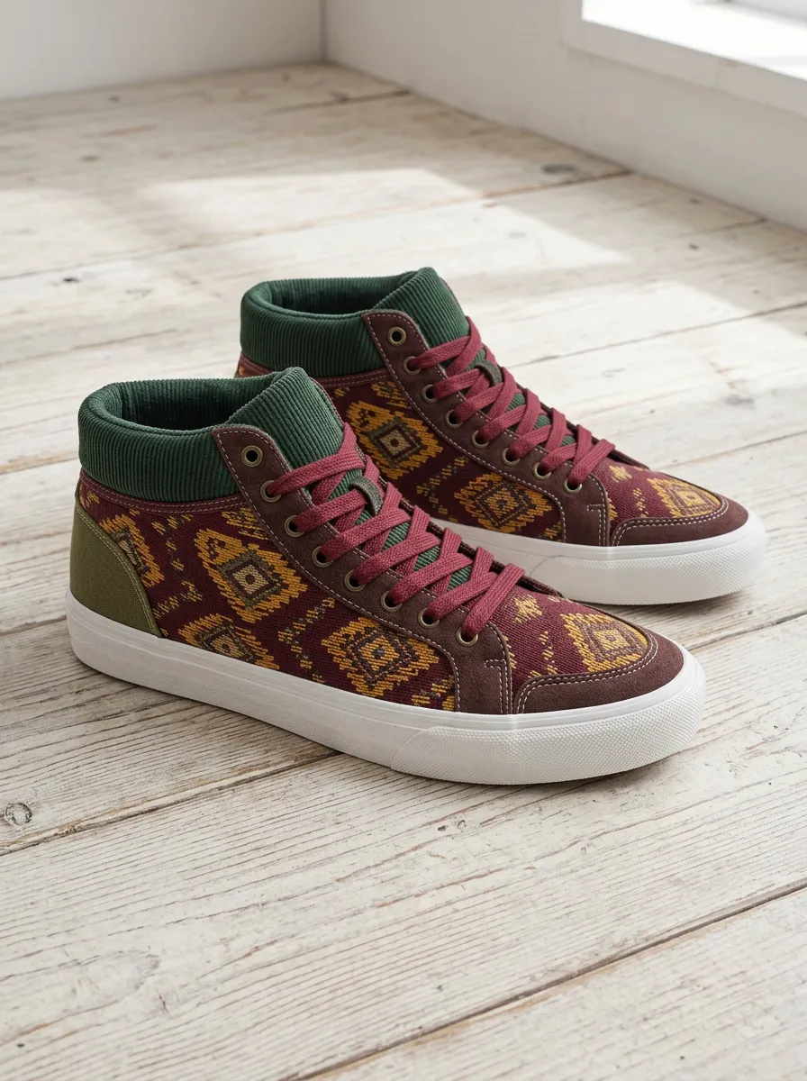 Women's Boho Tribal Pattern Retro-Inspired High-Top Skate Shoes