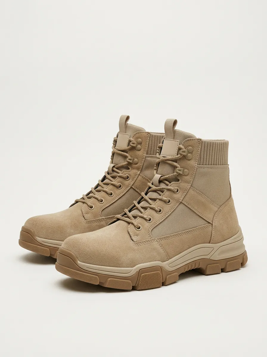 Men's Suede-Look Tactical Work Boots
