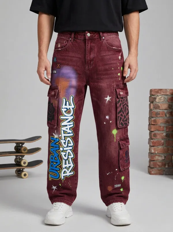 Men's Urban Resistance Graffiti Cargo Jeans