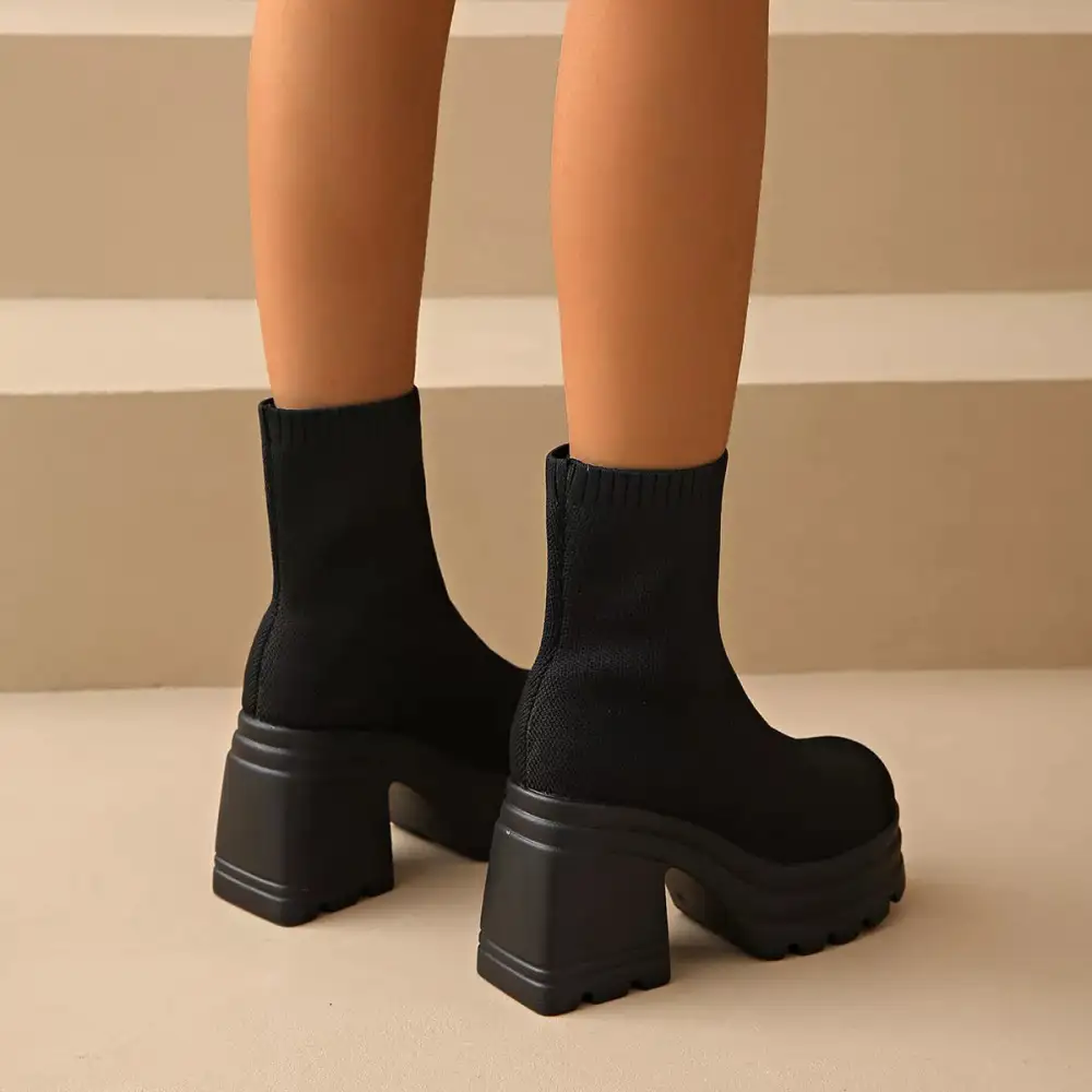 Classic Round Toe Block Heel Boots