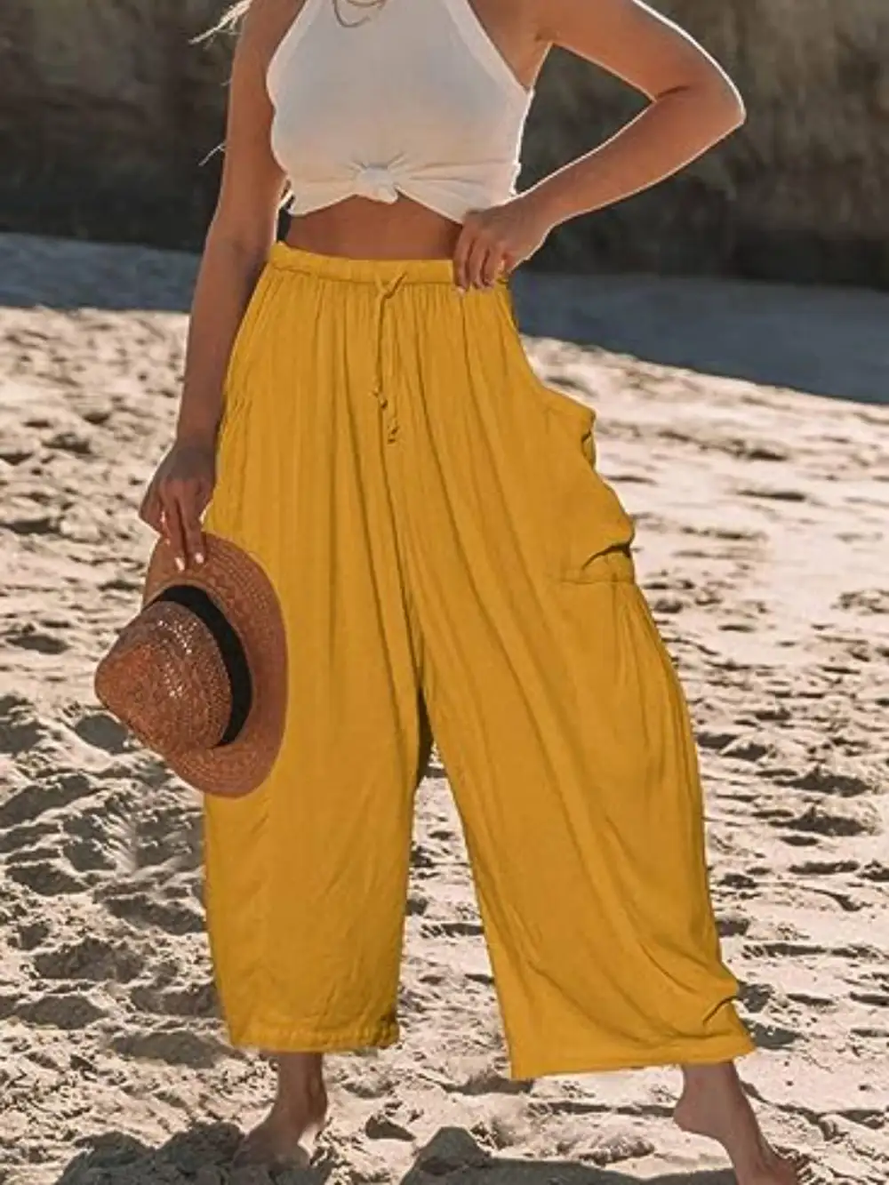 Wide Leg Pocket Plus Pants