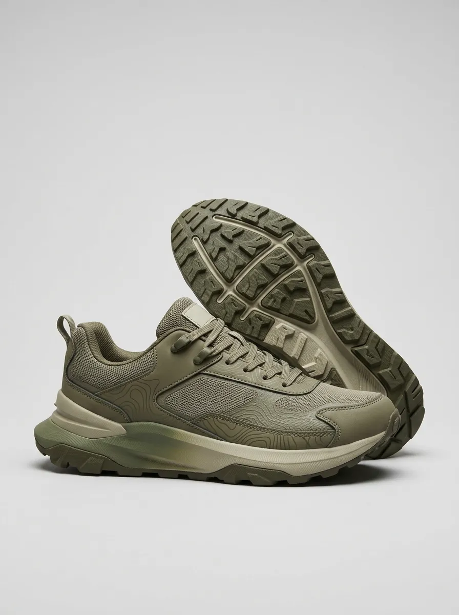 Casual Hiking-Inspired Topographic Casual Sneakers