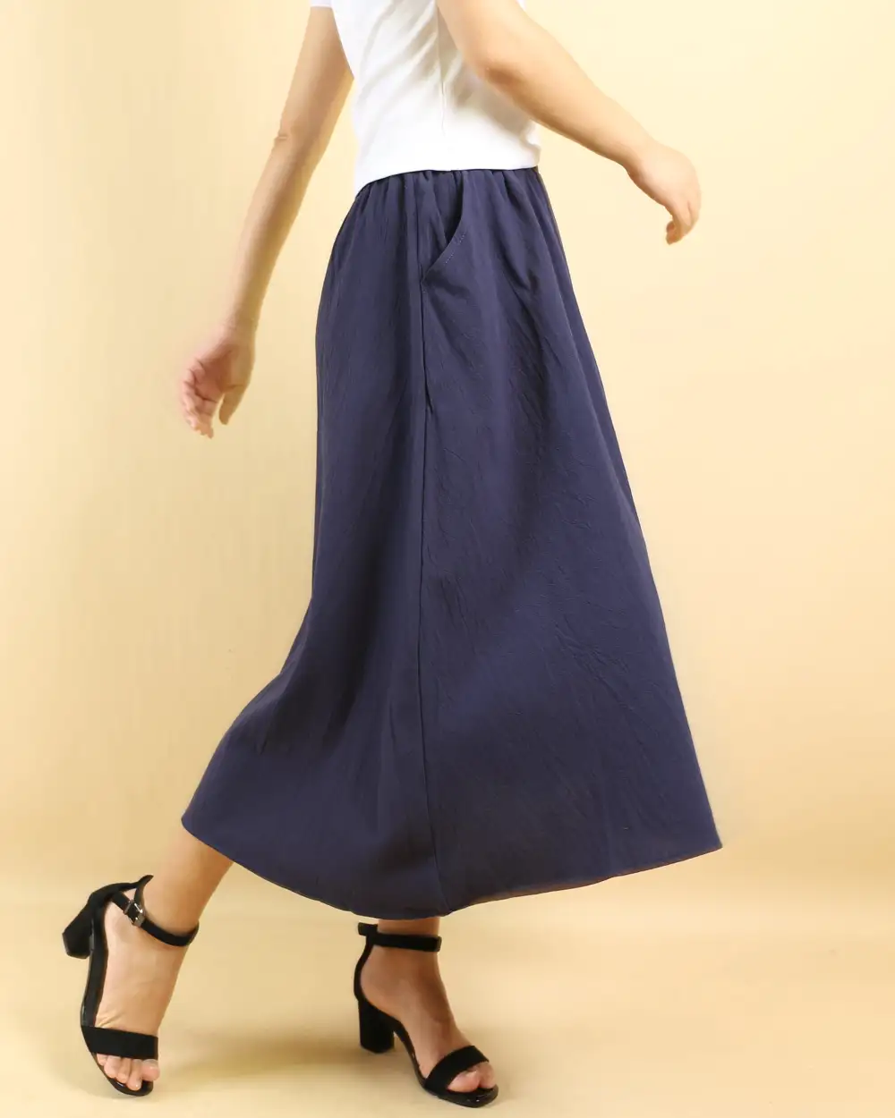 Everyday Boho Linen Flared Midi Skirt