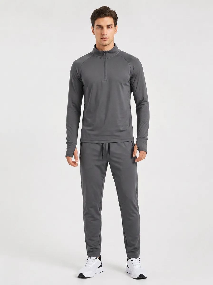Men's Comfort Quarter Zip Fitness Athletic Set