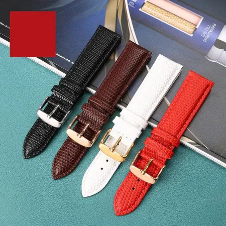Black Brown Red Top Grade Lizard pattern Men and women Genuine Leather Watch BAND Strap