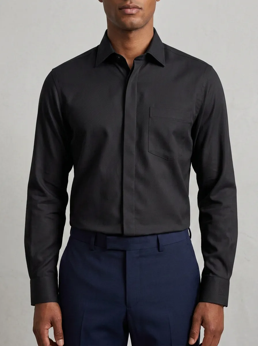 Men's Non-Iron Cotton Pink Solid Long Sleeve Dress Shirt