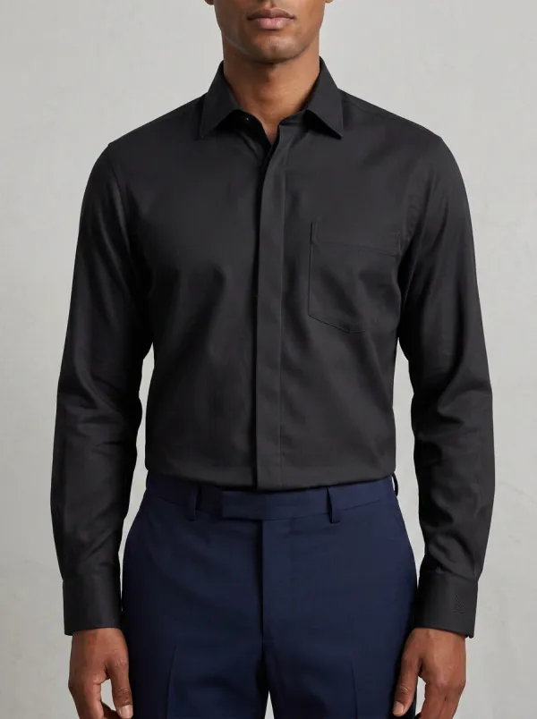 Men's Non-Iron Cotton Pink Solid Long Sleeve Dress Shirt