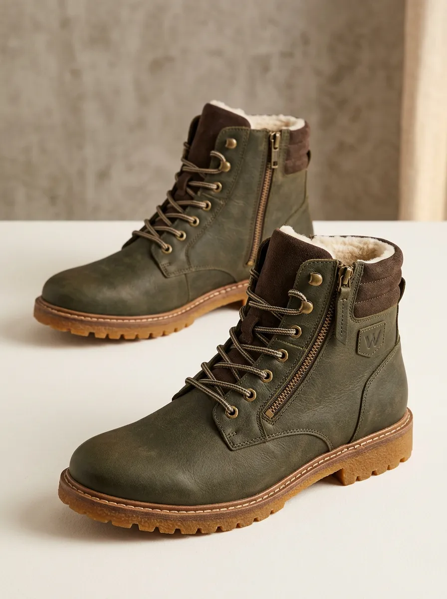 Active Faux Leather Leather Look Profile Unisex Warm Boots