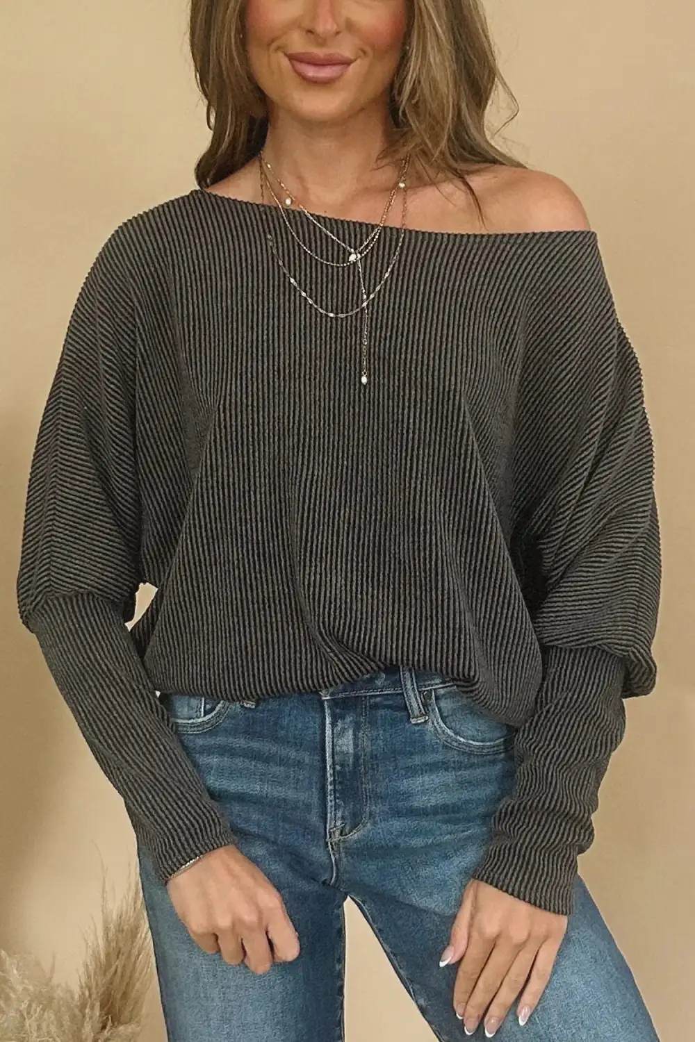 Women's Ribbed Long Sleeve Twist Detail Top