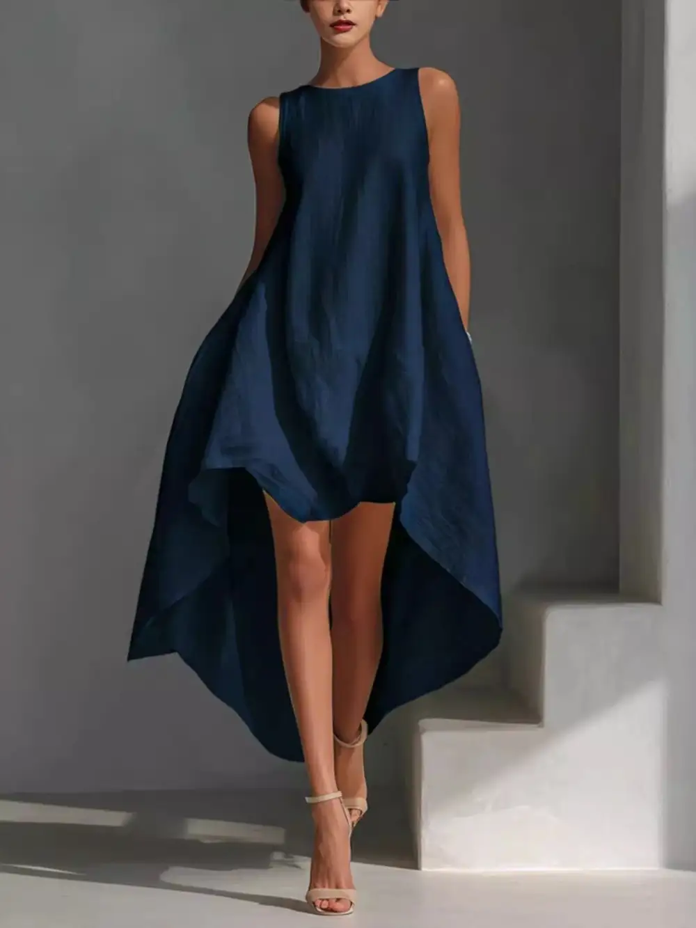 Round Neck Sleeveless Dress Casual