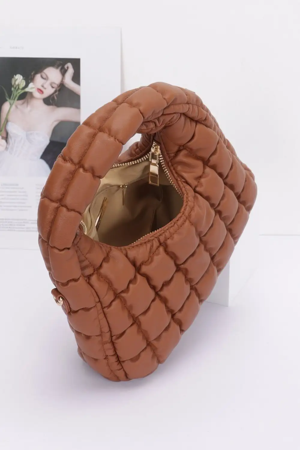 Quilted Faux Leather Padded Hobo Bag